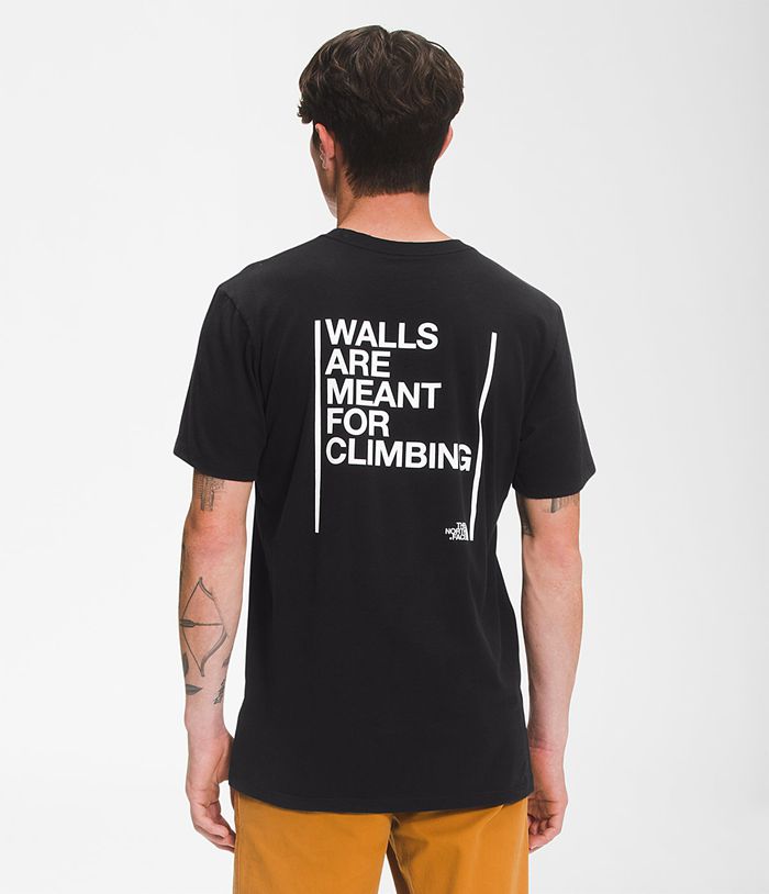 The North Face T-Shirts Short Sleeve Walls Black - Mens - Thailand AIXVO-2834